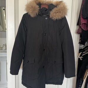 Woolrich Black Arctic Parka with Fur Hood